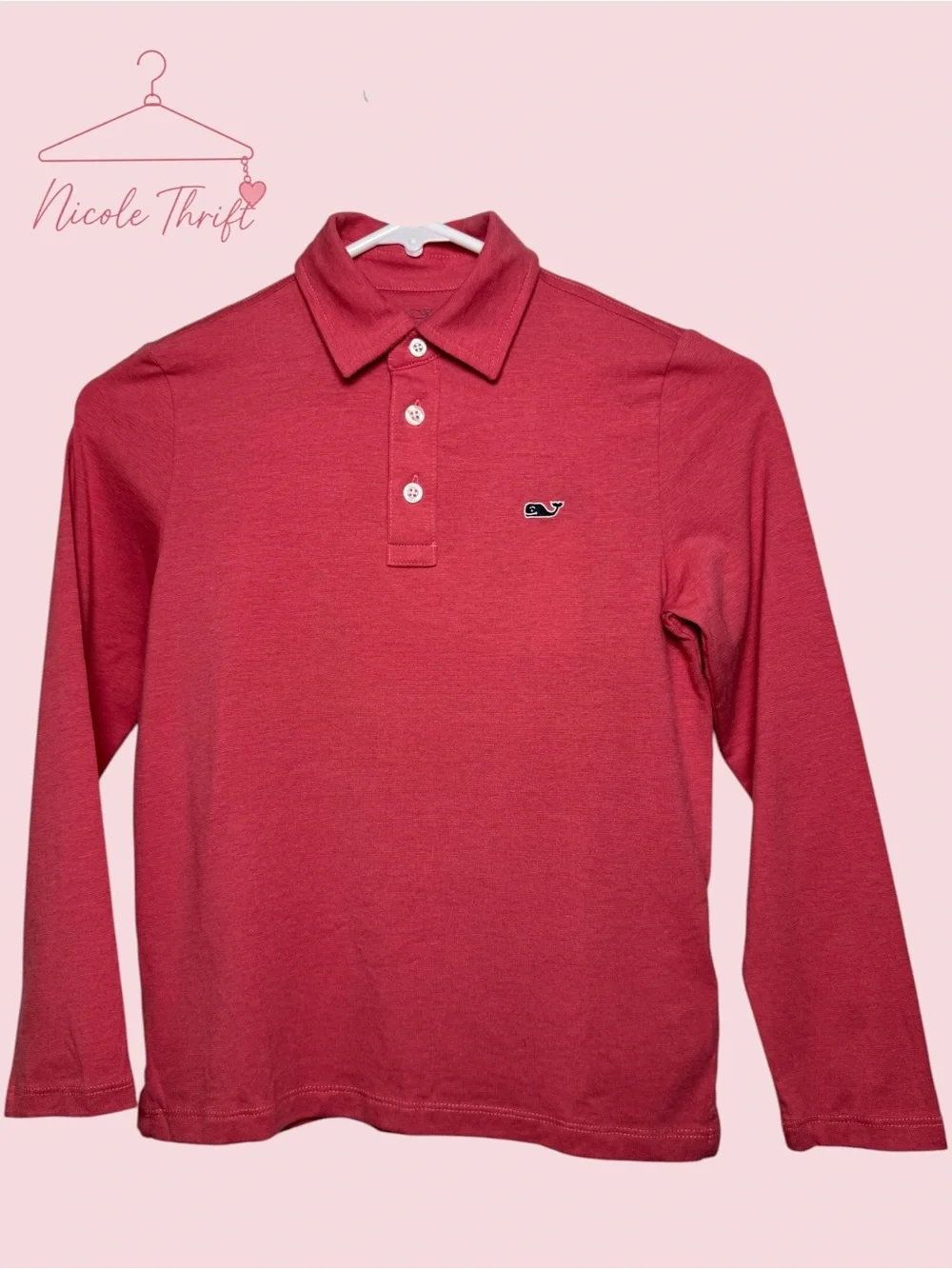 Vineyard Vines Boys Edgartown Long Sleeve Polo Coral Size 7